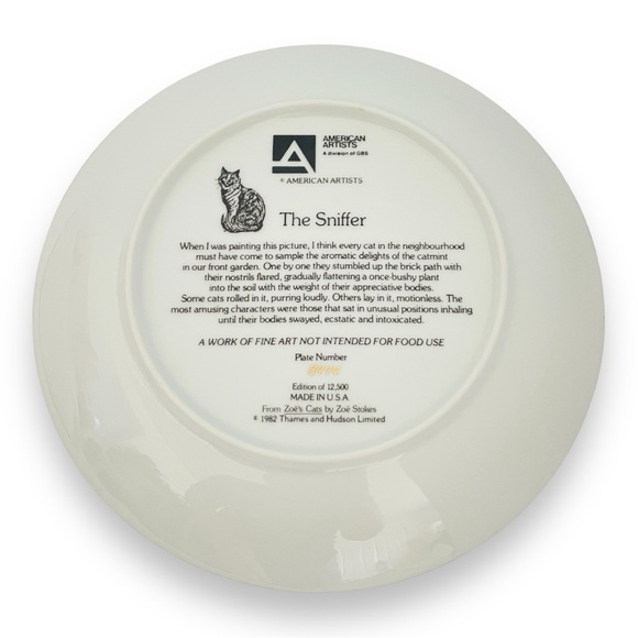 Collectors Plate Zoe’s Cats Plates Sniffer & Tarzan by Zoe Stokes - Picture 8 of 8